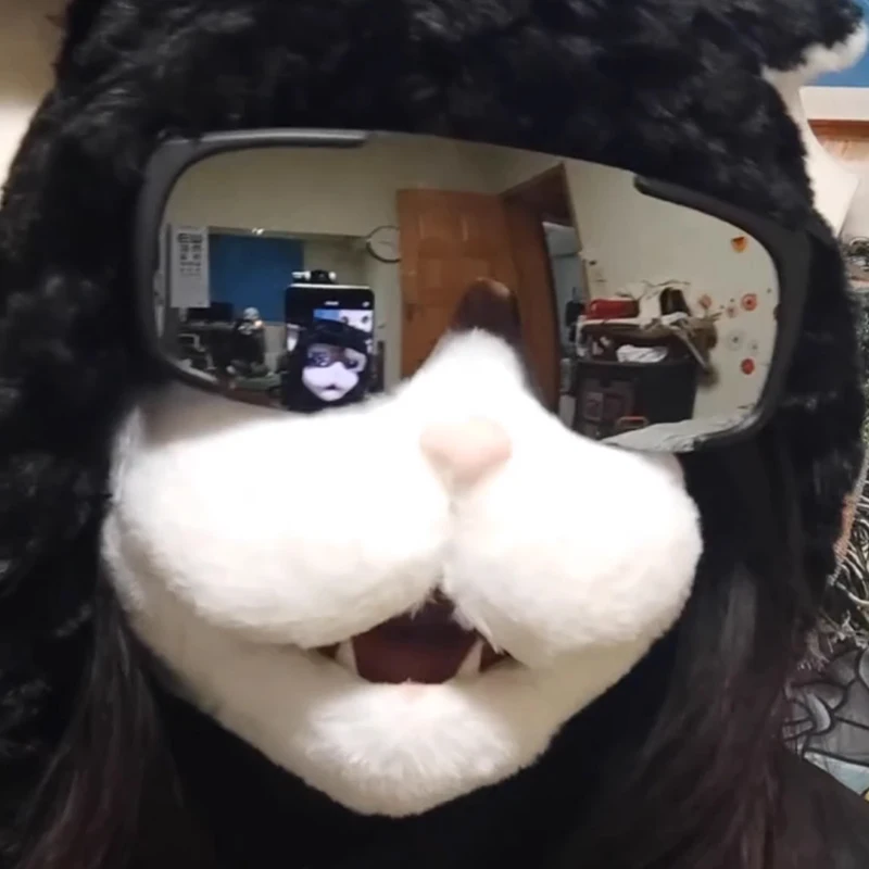 Creative Portable EDC Outdoor Warm 3D Movable Cat Mask Camping Hiking Cold-proof Face Mask Tool