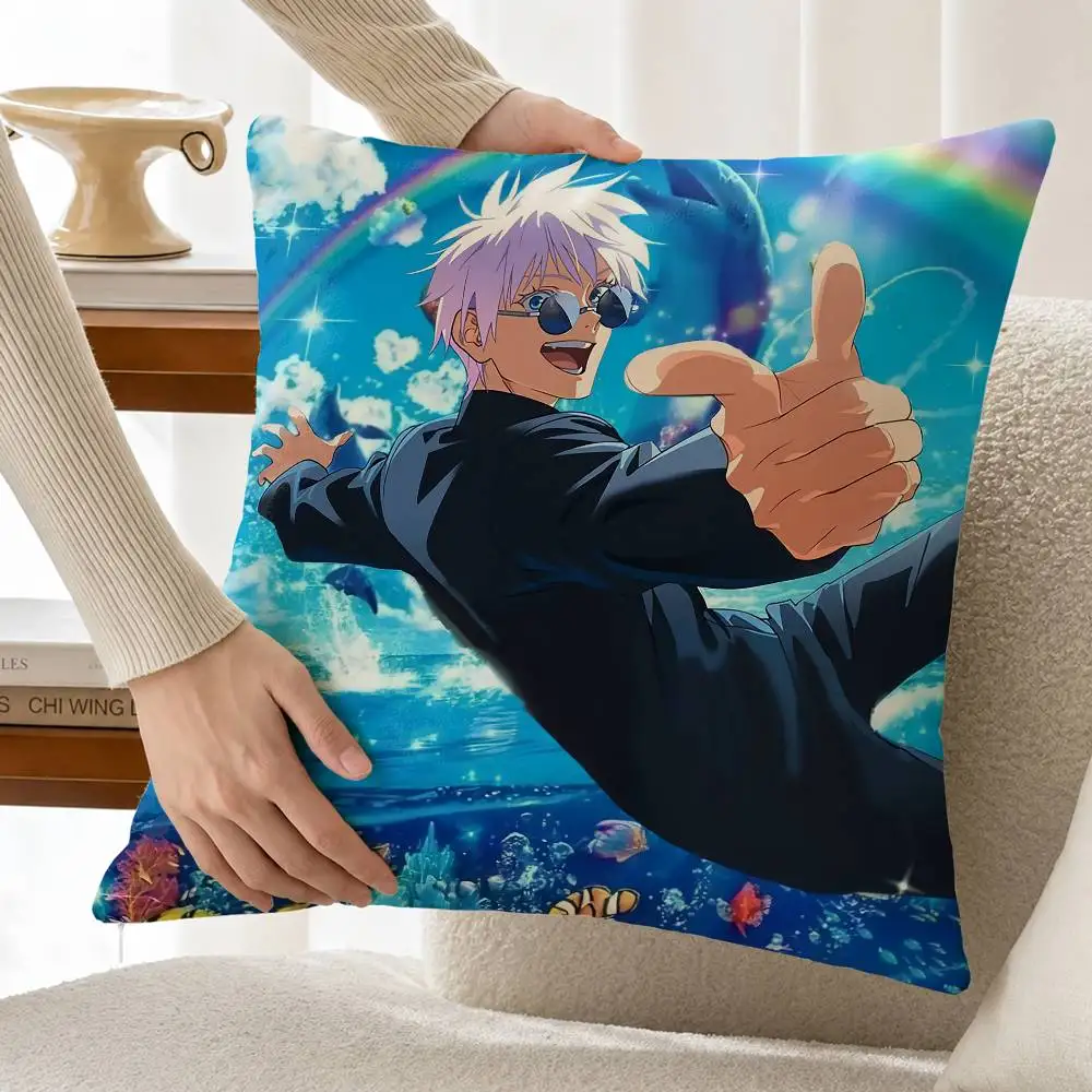 Jujutsu S-Satoru G-Gojo Customizable Square Pillow case Double Sided Print Sofa Bedroom Decor Cushion Cover