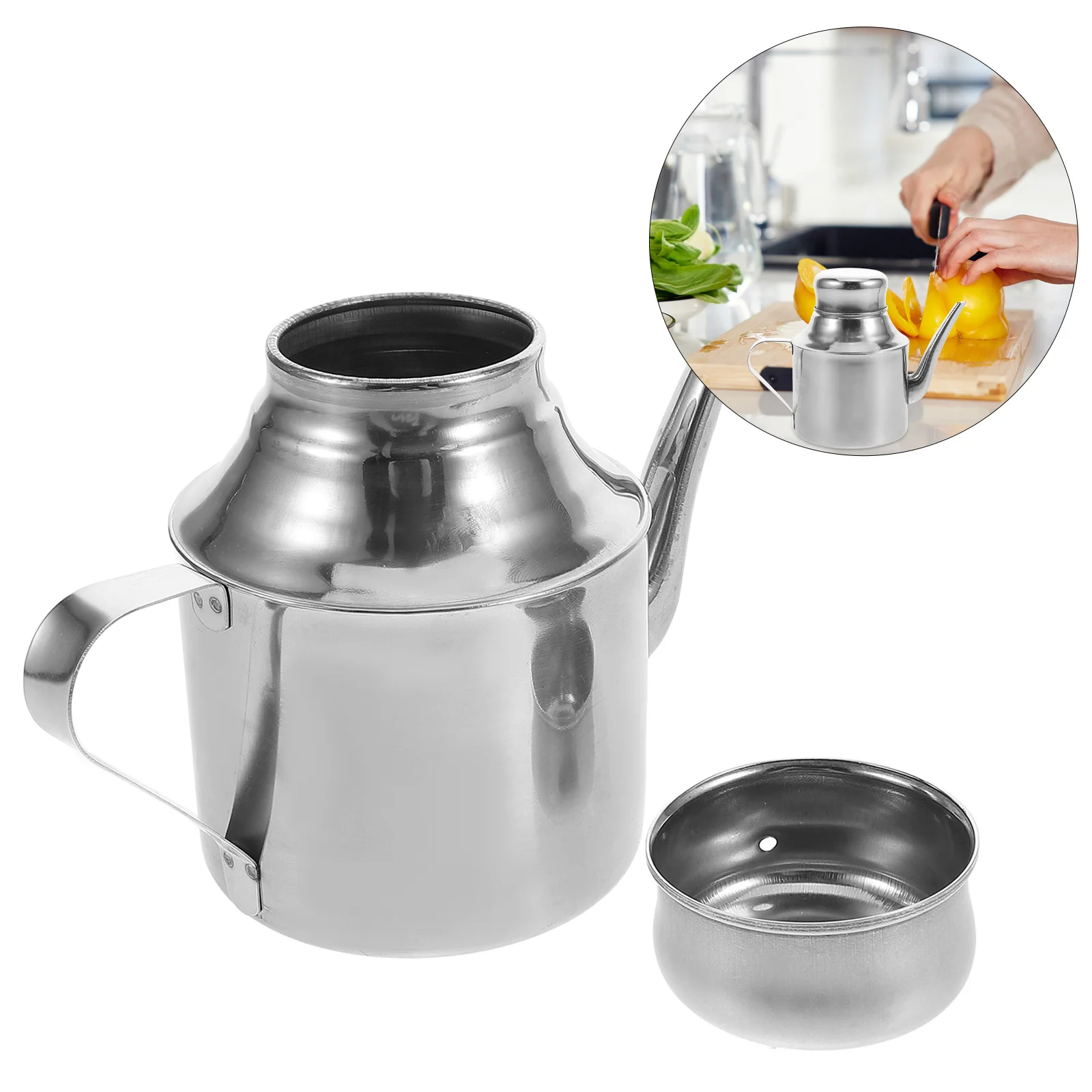 

Stainless Steel Oil Pot Leakproof For Soy Sauce Vinegar Storage Kitchen Condiment Dispenser 2 In 1 Oil Storage Container