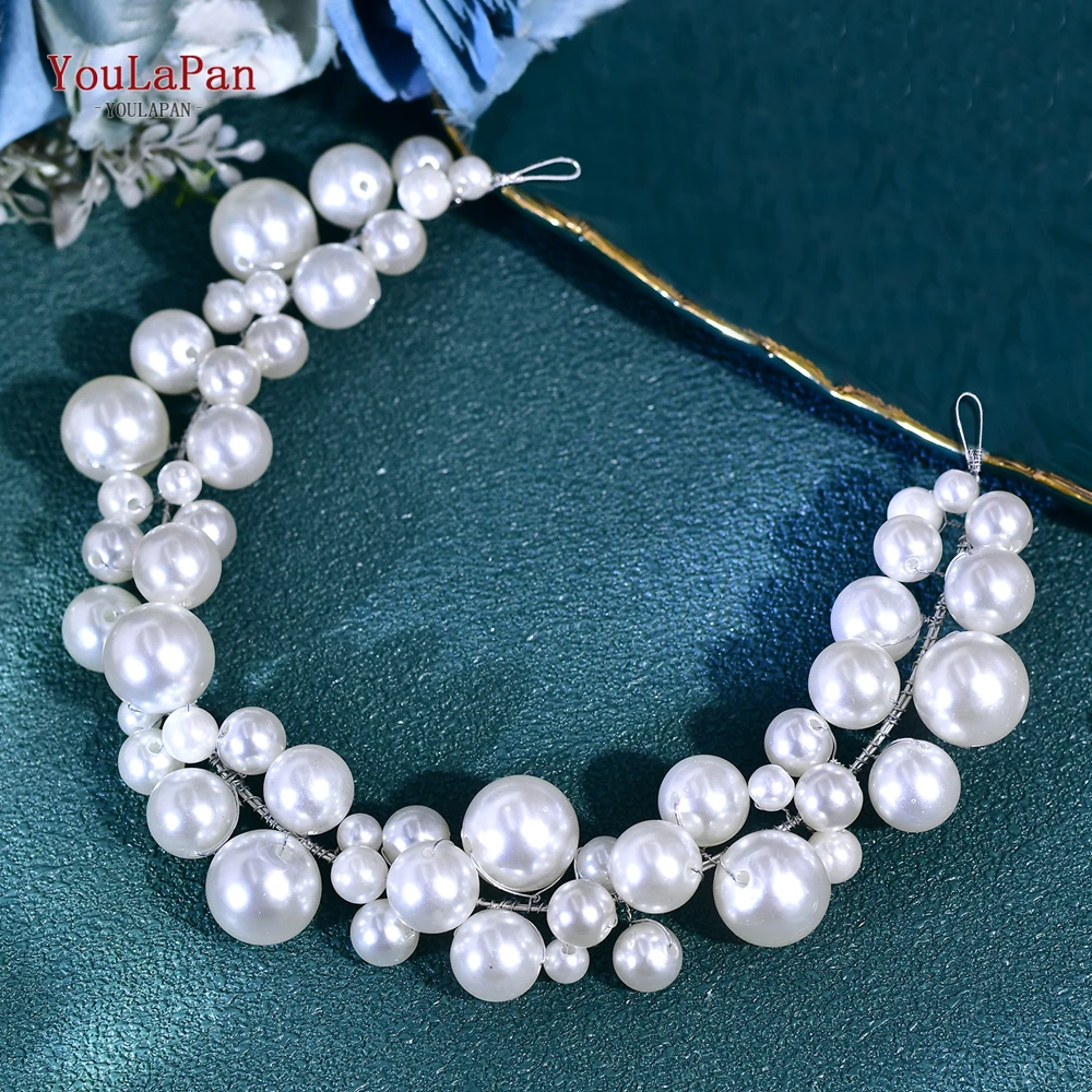 

YouLaPan Elegant Women Pearl Head Hoop Bride Headband Wedding Headpieces Princess Banquet Pearl Headdress Hair Jewelry HP810