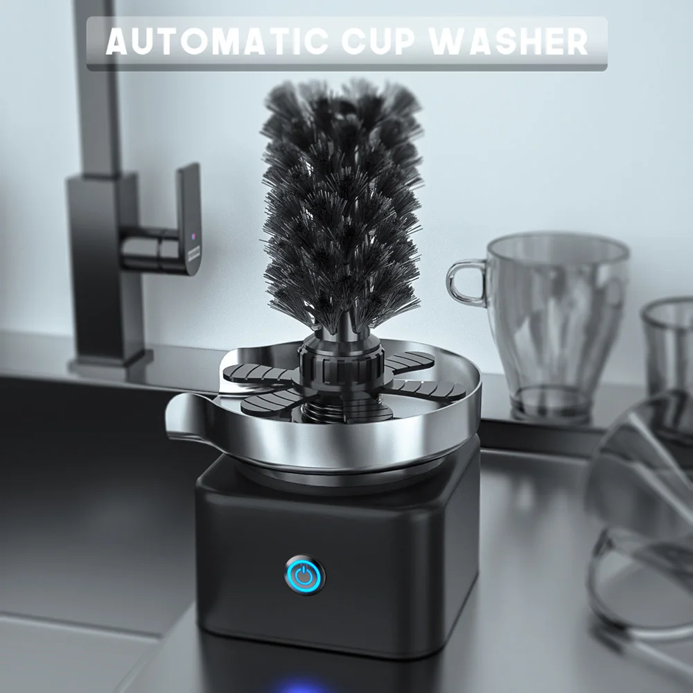 Automatic Cup Brush Cleaner High Pressure Cup Cleaner Sink Press Rotate Home Use Press Pressure Clear