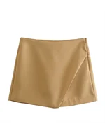 New Women Fashion Candy Color Asymmetrical Shorts Skirts Lady Zipper Fly Pockets Hot Shorts Chic Pantalone 2