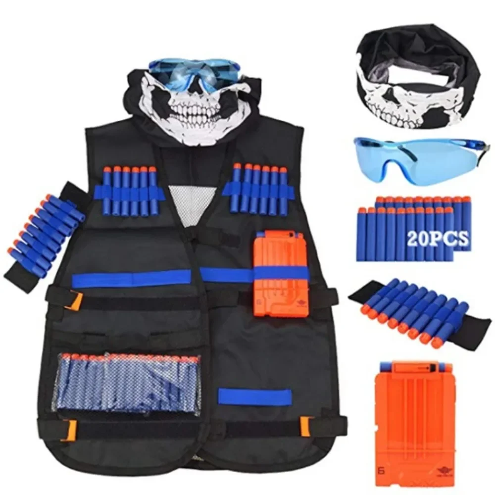 Kids Outdoor Game Tactical Vest Holder Kit Game Guns Accessories Toys for Nerf N-Strike Elite Series Bullets Boys Gifts Toy