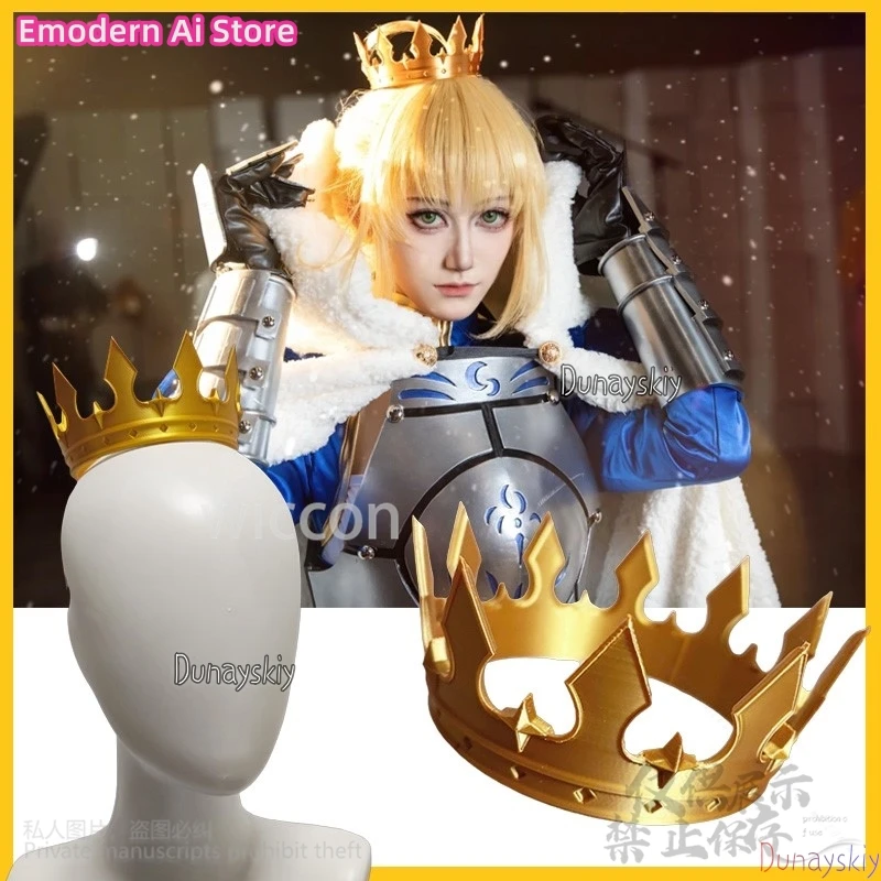 

Аниме игра Altria Pendragon Fate 코스프레 Saber 3D головные уборы с короной из полилактической кислоты золотой головной убор для дня рождения по индивидуальному заказу