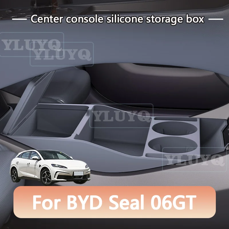 Boîte de rangement inférieure pour console centrale BYD Seal 06 GT, pochette de rangement double couche pour voiture, accessoire intérieur en silicone dédié