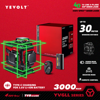 YEVOLT YVGLL4XS16 Series Green Laser Level 4-Plane 16-Line Self-leveling 360 3D Horizontal & Vertical Power Measuring Tools