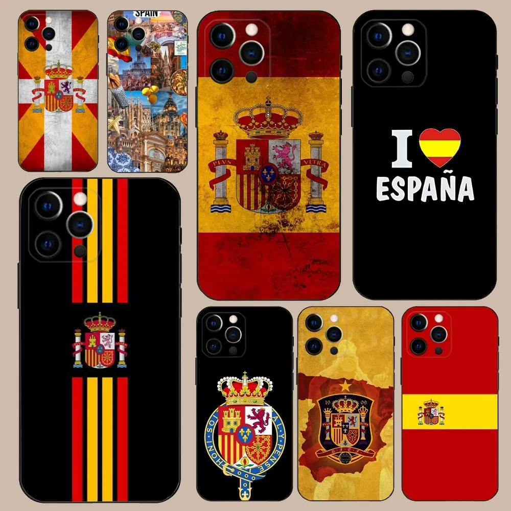 

Kingdom of Spain Flag Phone Case For iPhone 16,15,14,13,12,11,Pro,X,XS,Max,XR,Plus,Mini Soft Black Cover
