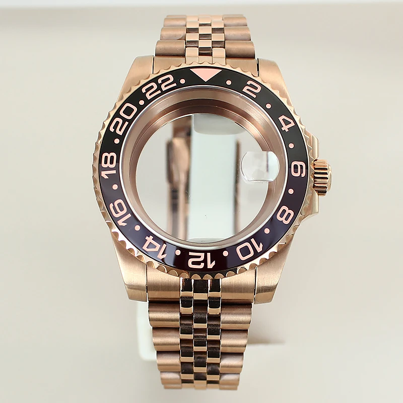 

40mm Rose Gold Watch Case For NH35 NH36 NH34 NH38 NH72 Miyota8215 Eta2824 PT5000 Automatic Movement Case jubilee Stainless Steel