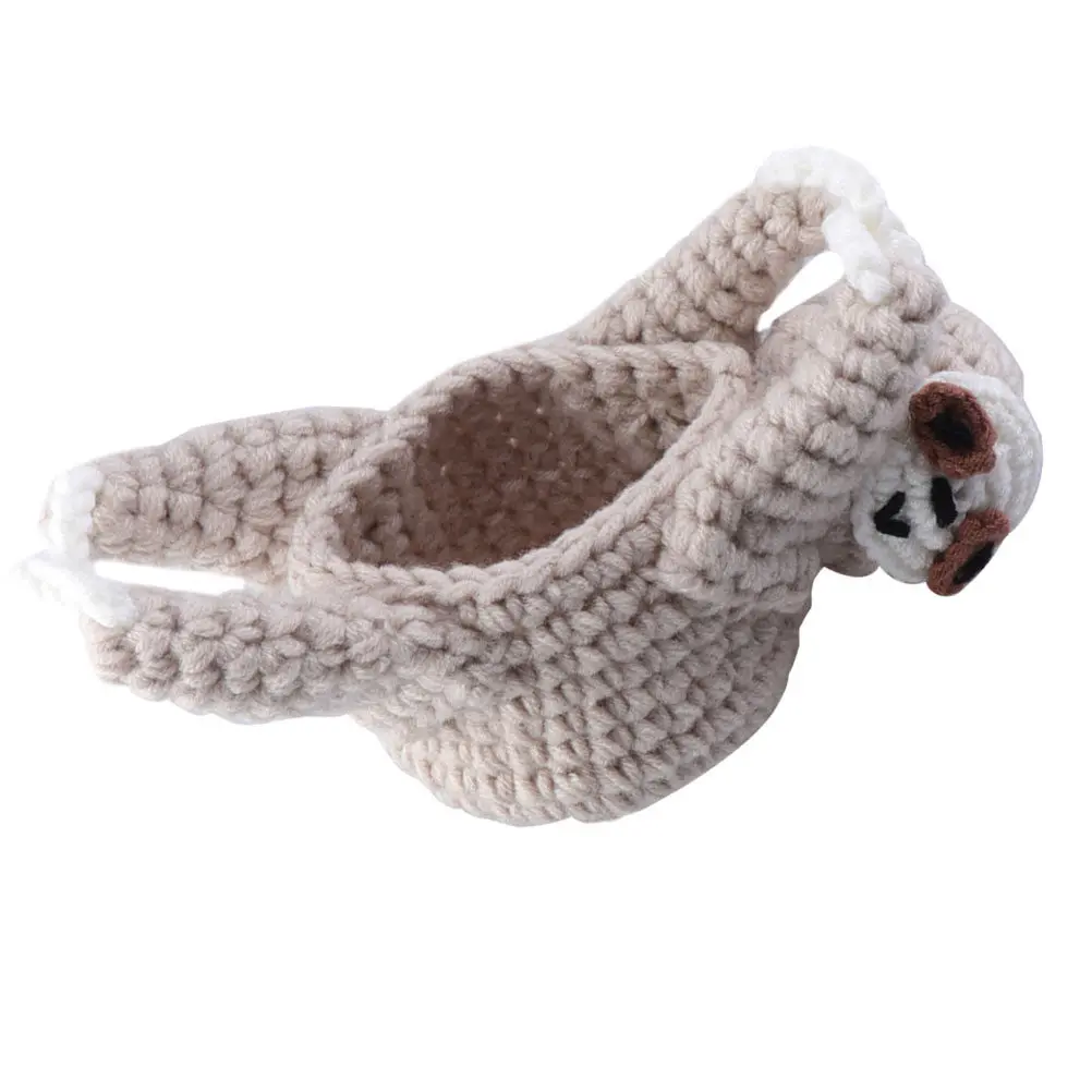Sloth Shaped Hanging Planter Crochet Fabric Flower Pot Holder Indoor Outdoor Plant Decor Rustic Rope Storage Basket