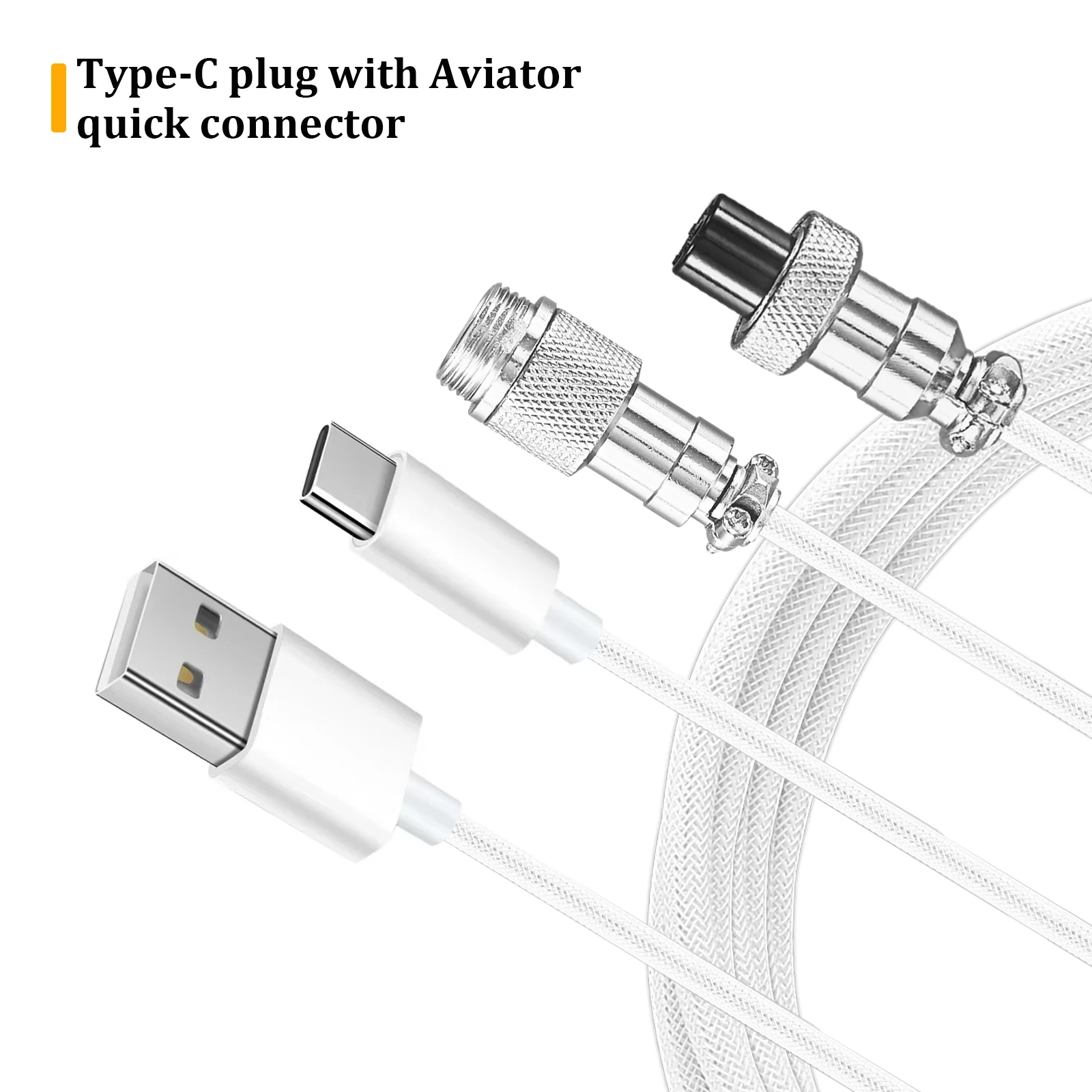 NNBILI 2024 NEW 7 colors Coiled Keyboard Cable USB C for Mechanical Gaming Keyboard Wire with Detachable Metal Aviator Connector