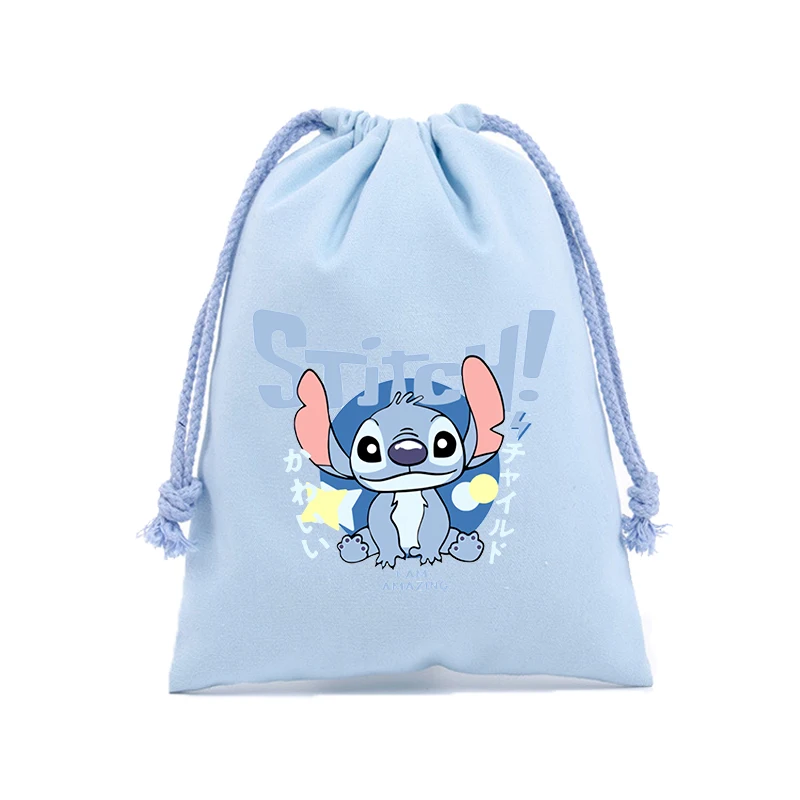 Disney Stitch Drawstring Bag Cute Cartoon Clothes Organiser Portable Large Volume Home Life Supplies Candy Birthday Gift Bags