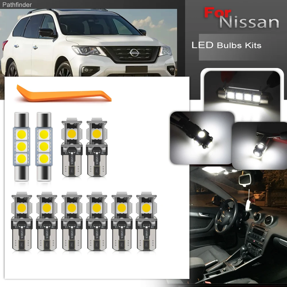 Pathfinder-Luz LED interior do carro, Vanity Mirror, Footwell de cortesia, porta-luvas, luz de carga, Gen4, Nissan Pathfinder R52, 2013-2020