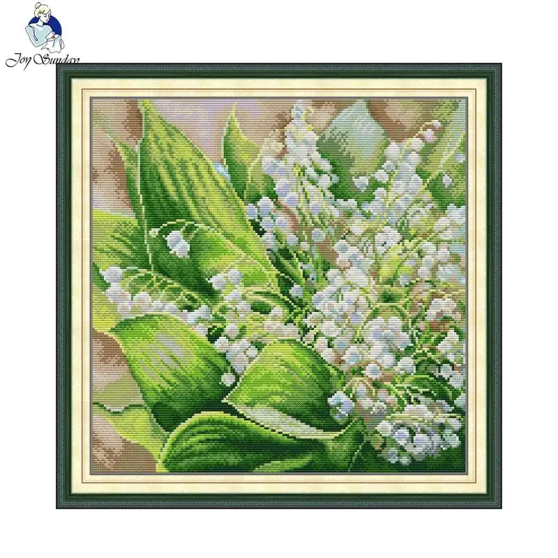 Joy Sunday Cross Stitch Kit Convallaria Majalis HD Pattern Aida 16/14/11CT Counted Printed Canva DIY Embroidery Kit Decoration