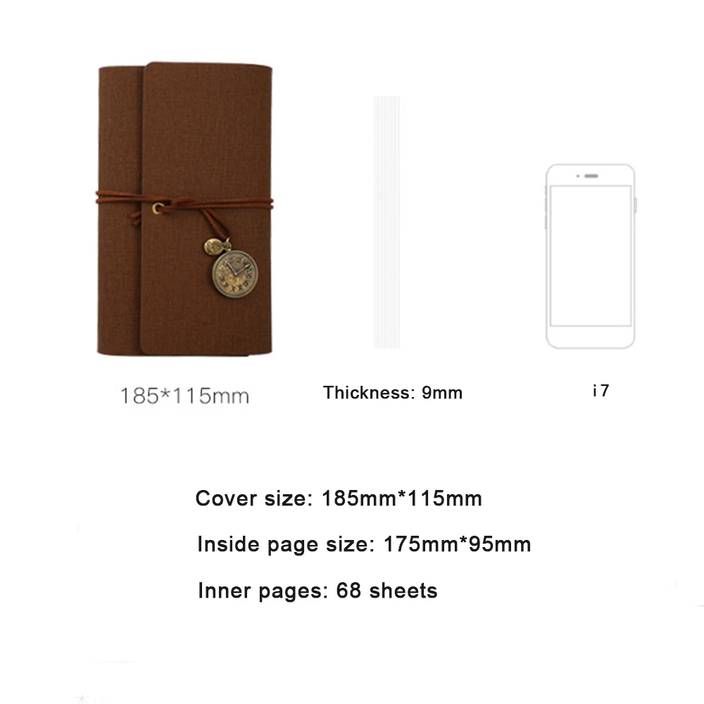 (Free Logo Engraving) A6 Cloth Loose-leaf Notebook, Blank Inner Page Notepad, Meeting Record Book, Strap Design, Pocket Diary