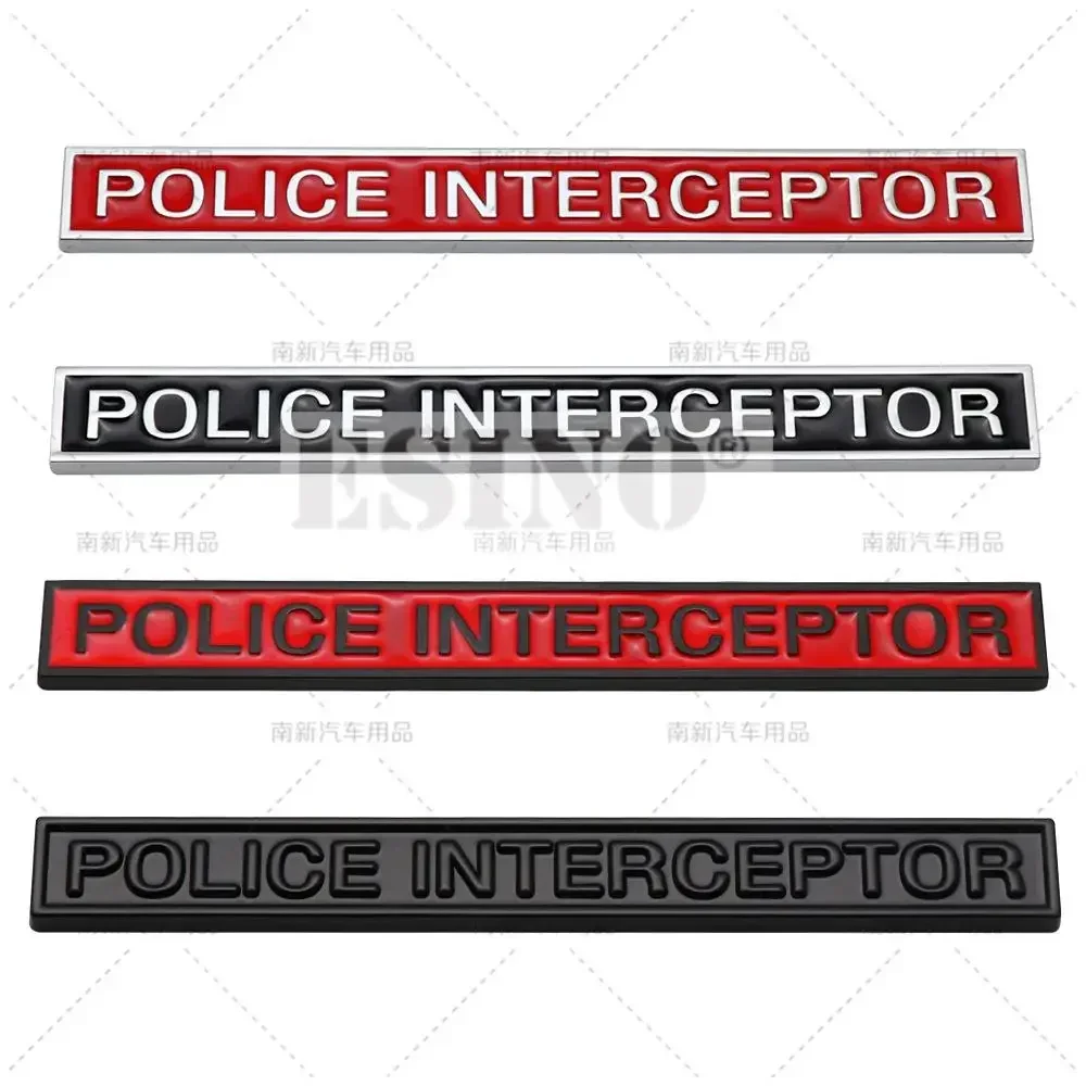 QA Car Styling 3D Police Interceptor Utility Metal Alloy Adhesive Emblem Rear Trunk Badge Fender Sticker Body Decal for Ford Dod
