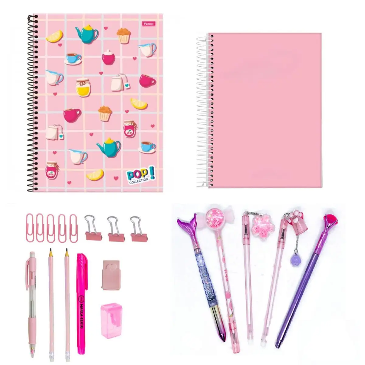 Kawaii Cute Pink Color Pink Neon Pastel Cute Stationery Kit 3.0