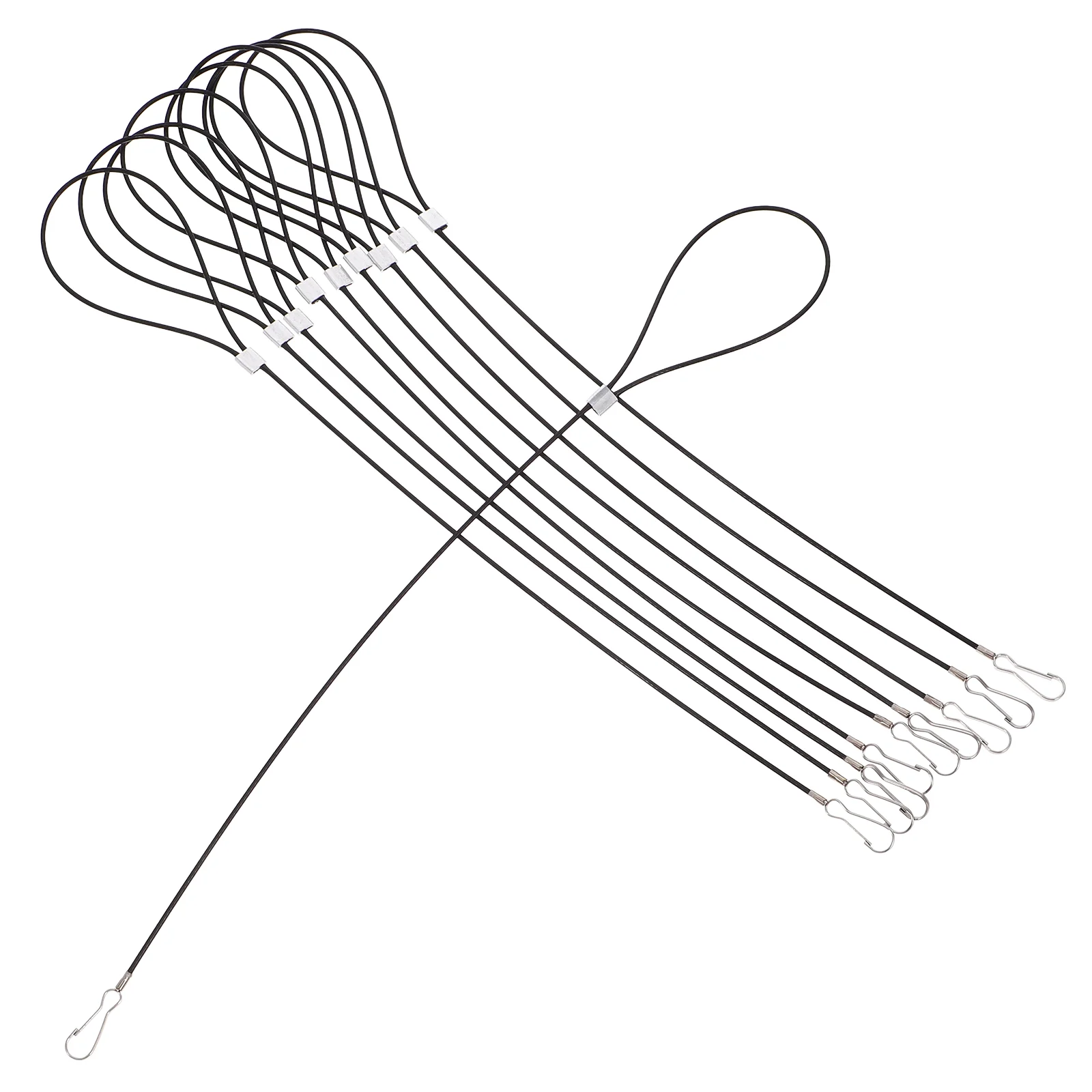 10 Pcs Drawstring Wire Rope Cable Door Locks Keychain Stainless Steel Heavy Duty Rings