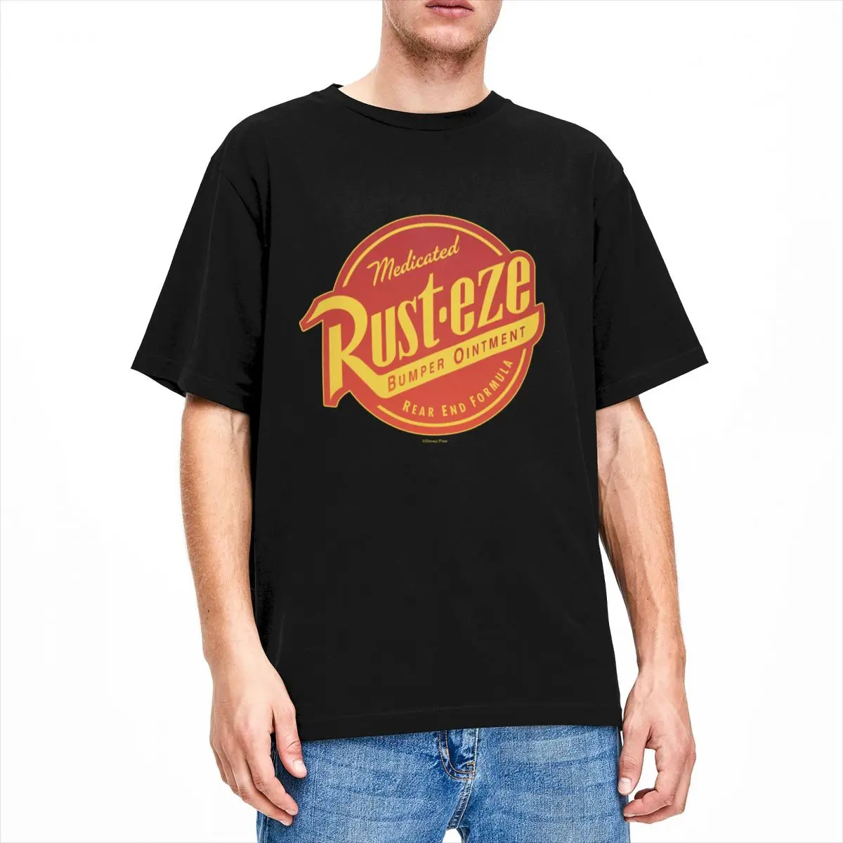 Cars 3 Rust-eze Logo Lightning McQueen T-Shirt Beach Vintage T-Shirts 100 Cotton Novelty Tshirt For Mens Short-Sleeve Top Tees