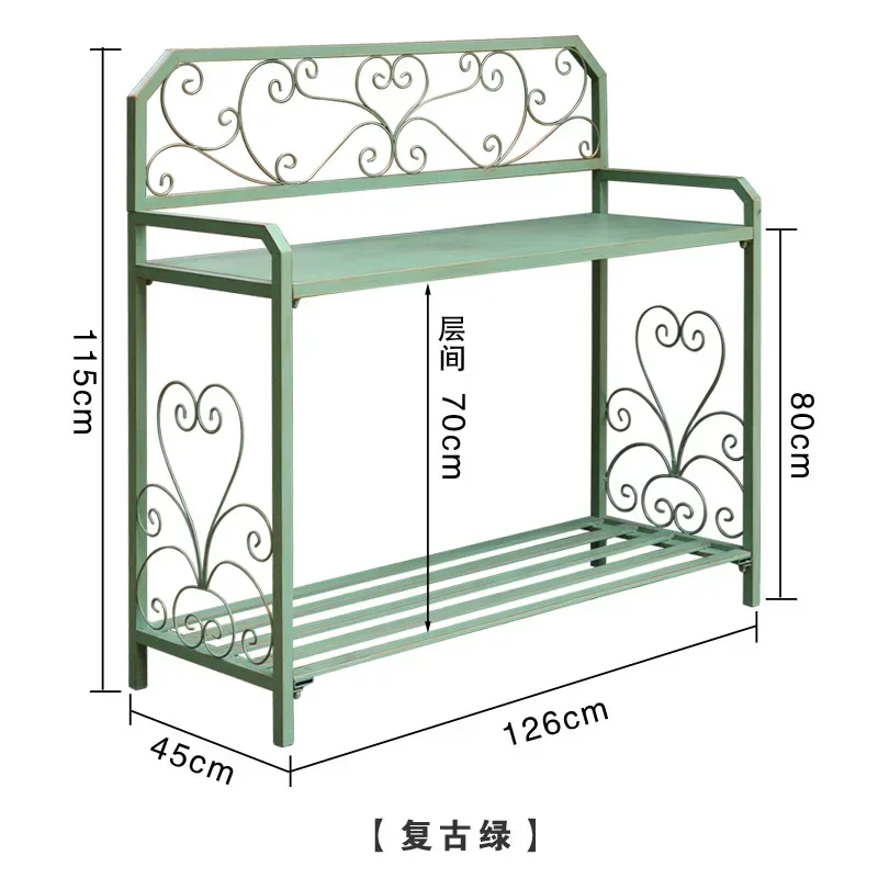 American outdoor courtyard wrought iron flower rack shelf balcony garden multi-layer flower rack indoor floor-to-ceiling large f
