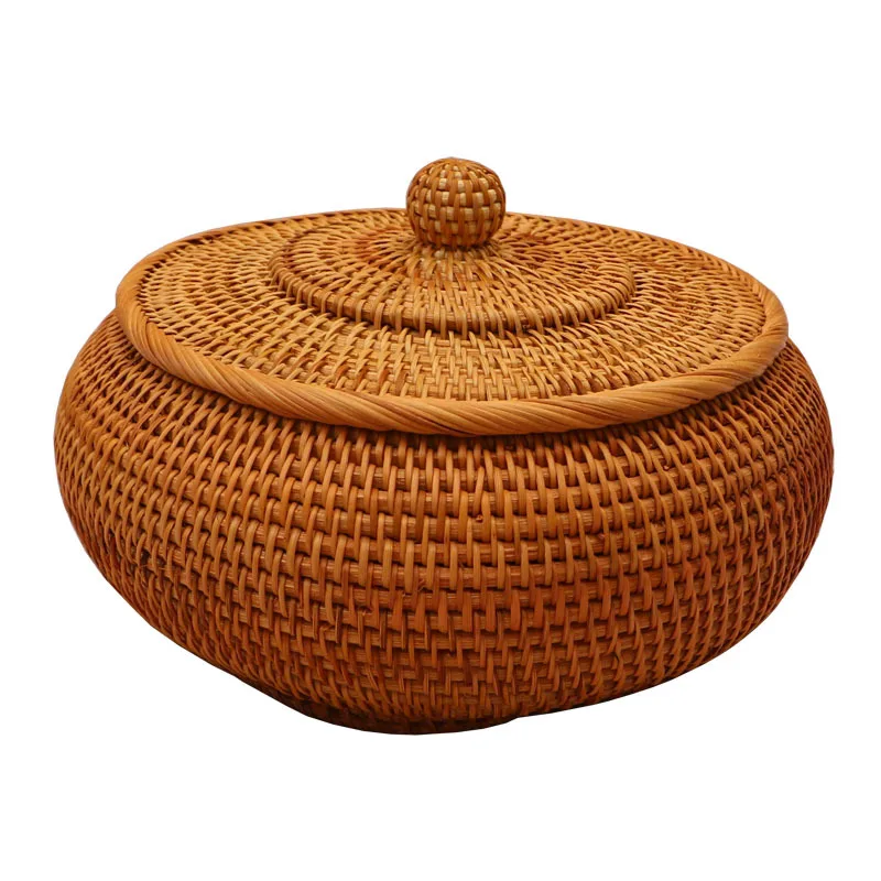 Vietnamese Rattan Woven Fruit Basket, Coffee Table Storage Tray, European Style Modern Minimalist Living Room Decor