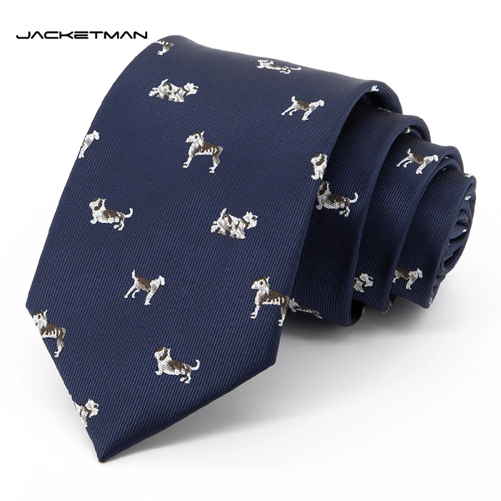 high-quality-necktie-dark-blue-personalized-fashion-small-animal-pattern-men's-business-dress-shirt-accessories-8cm-wide-tie