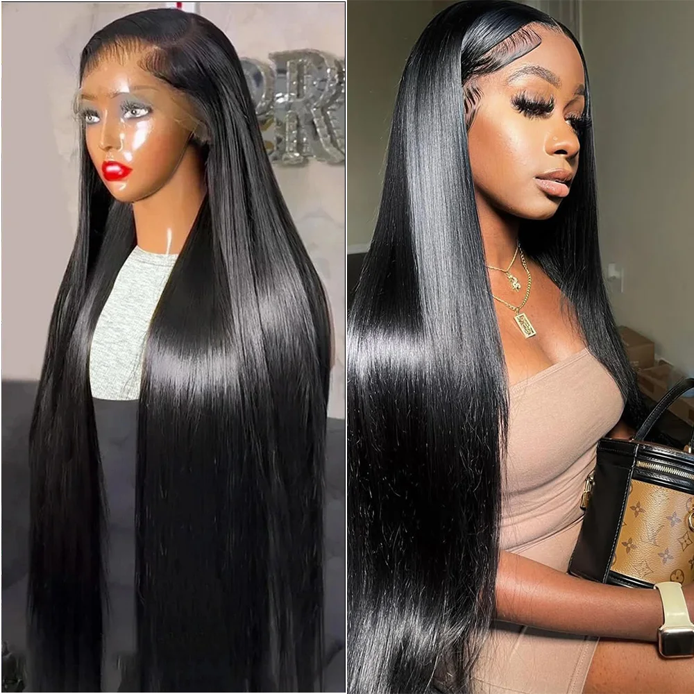 

30 38 Inch 13x6 HD Transparent Lace Frontal Wig Straight Human Hair 360 Lace Frontal Wigs For Women 200 Density 5x5 Closure Wigs