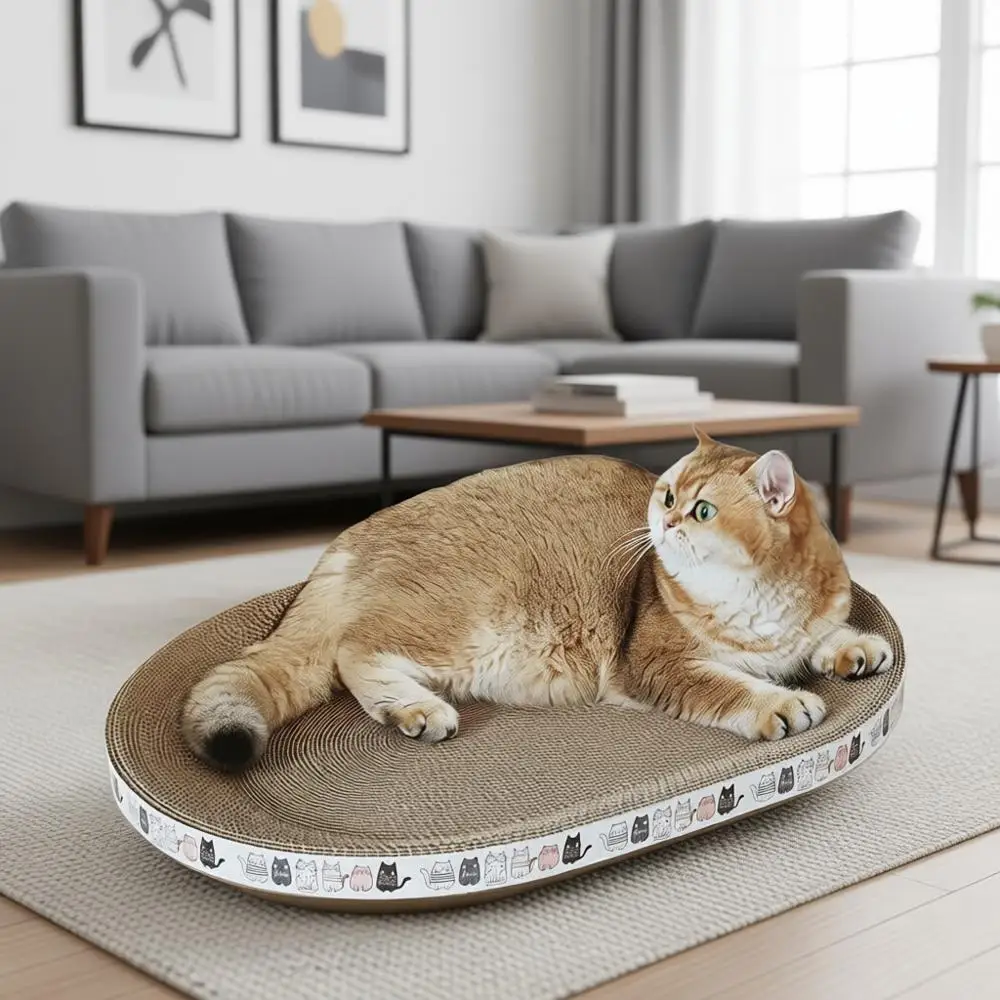 

Набор из 2 больших картонных лежаков-когтеточек для кошек, овальный лежак-когтеточник, диван-лежак для когтеточек, круглое гнездо для домашних кошек