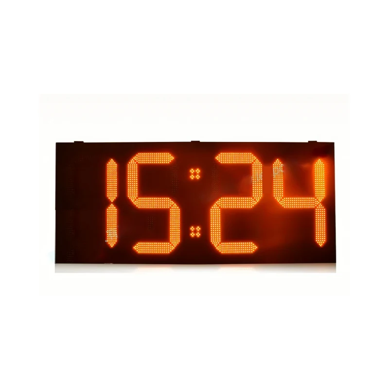 Custom made 24-inch yellow time and temperature billboard / Time and temperature LED display / Electronic clock