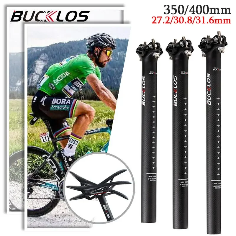 BUCKLOS Carbon Fiber Seatpost 27 2 MTB Road Bike Seat Tube 30.8/31.6mm Mountain Bike Seat Post 350/400mm High Quality Seatube