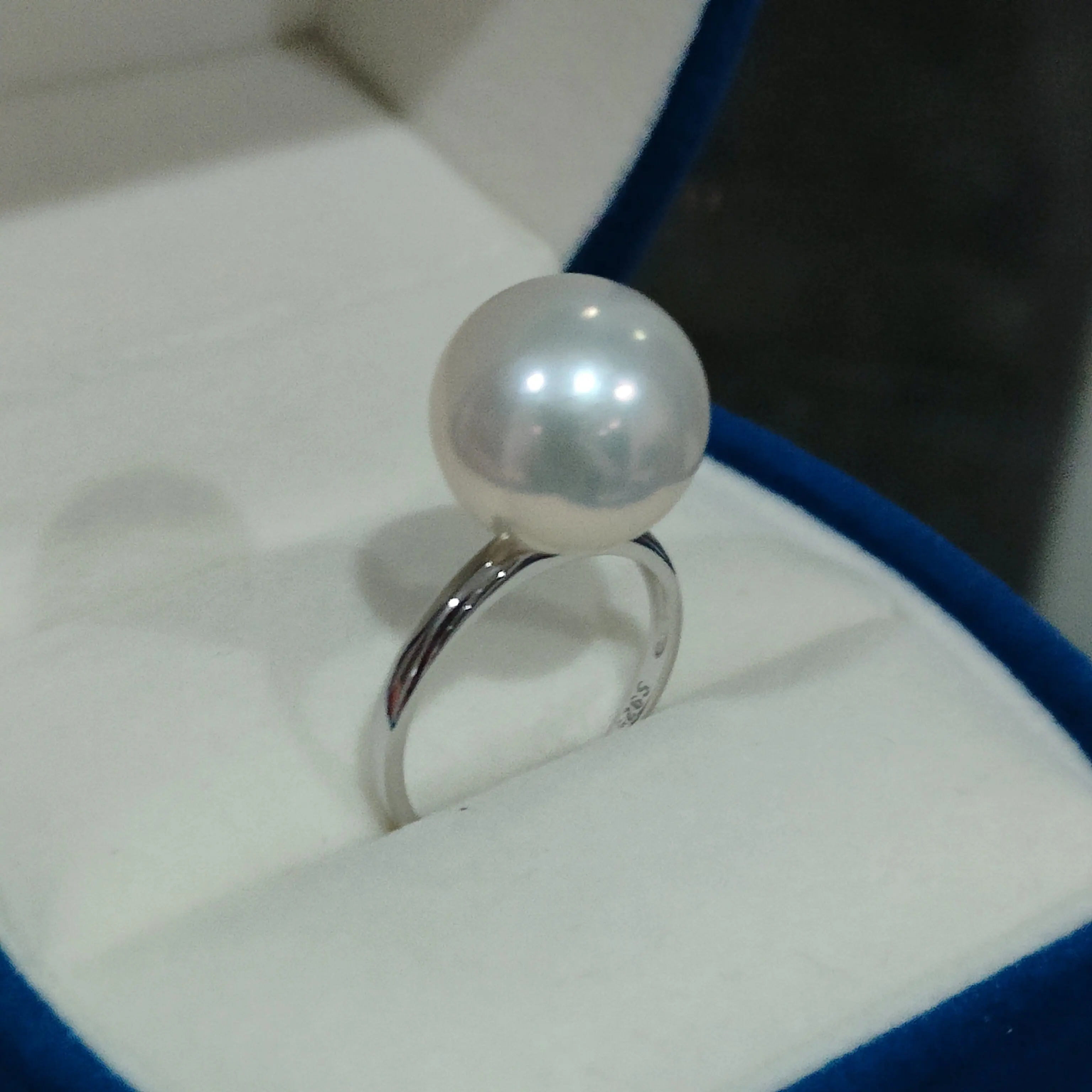 Simple and elegant pearl ring AAAA10-11mm/11-12mm natural white pearl ring 925 sterling silver