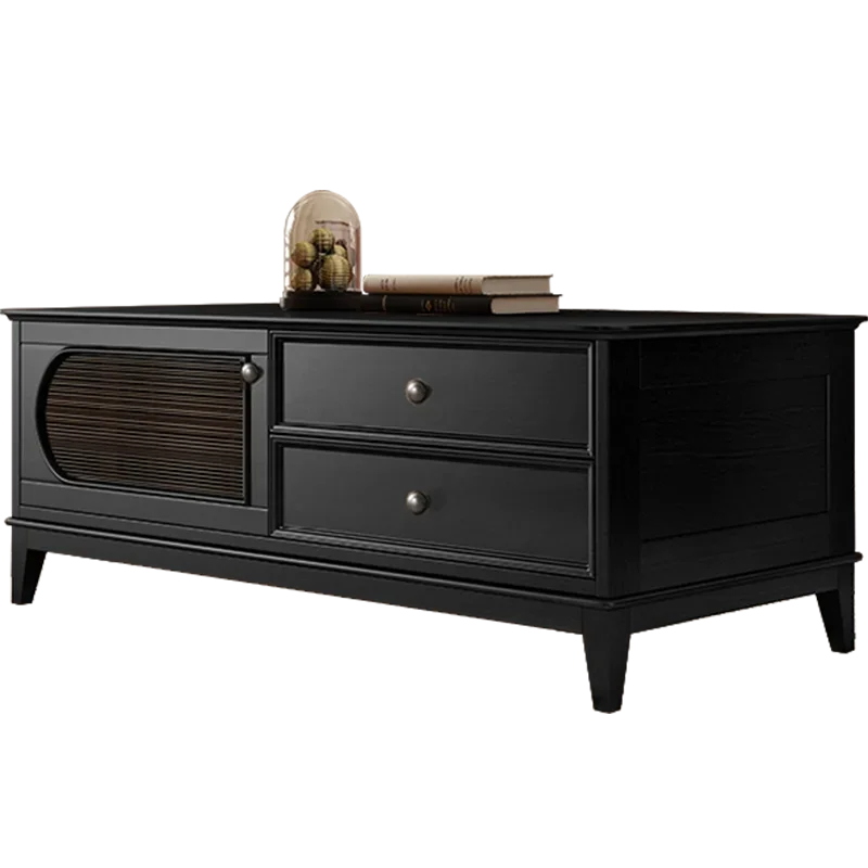 

Французский ретро журнальный столик из цельного дерева для гостиной, дома, чайный столик, современная простая черная мебель