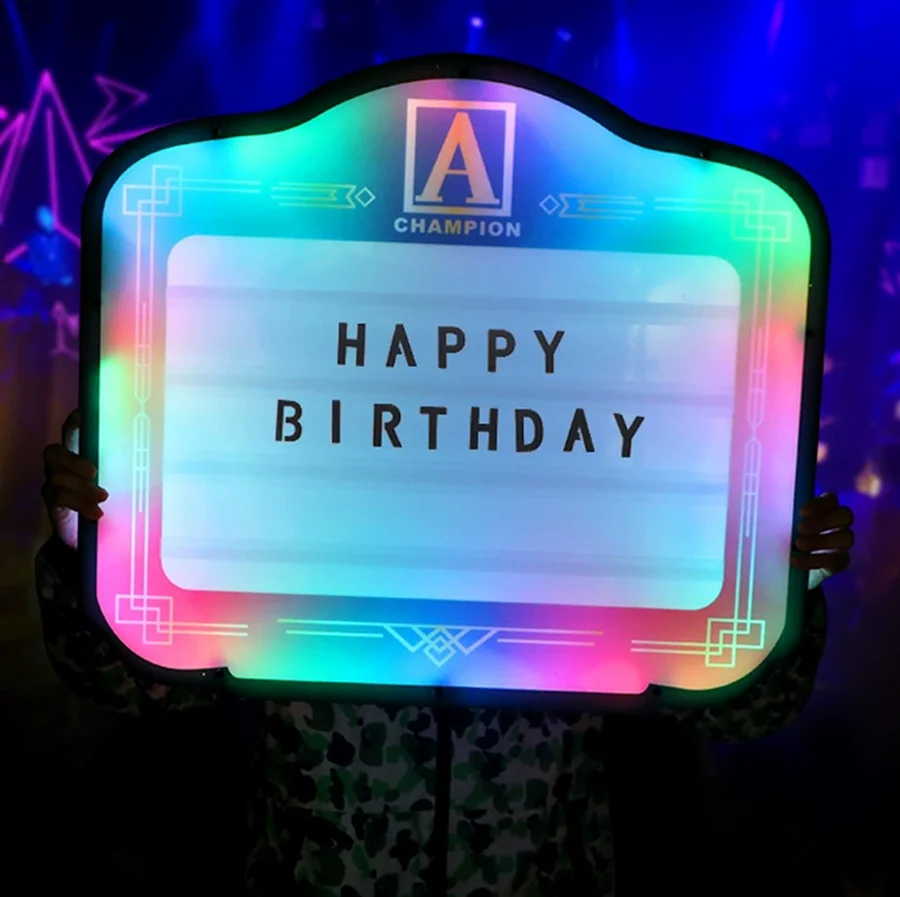 Customized Logo Happy Birthday LED Marquee Message Board Sign VIP Service Light Box for Night Club Nightlife Lounge Bar Decor