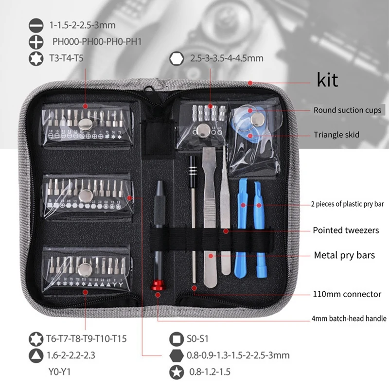 49 Pieces Of Mobile Phone Maintenance Tool Set-Flower-Shaped Triangular Precision Screwdriver Set Easy To Use