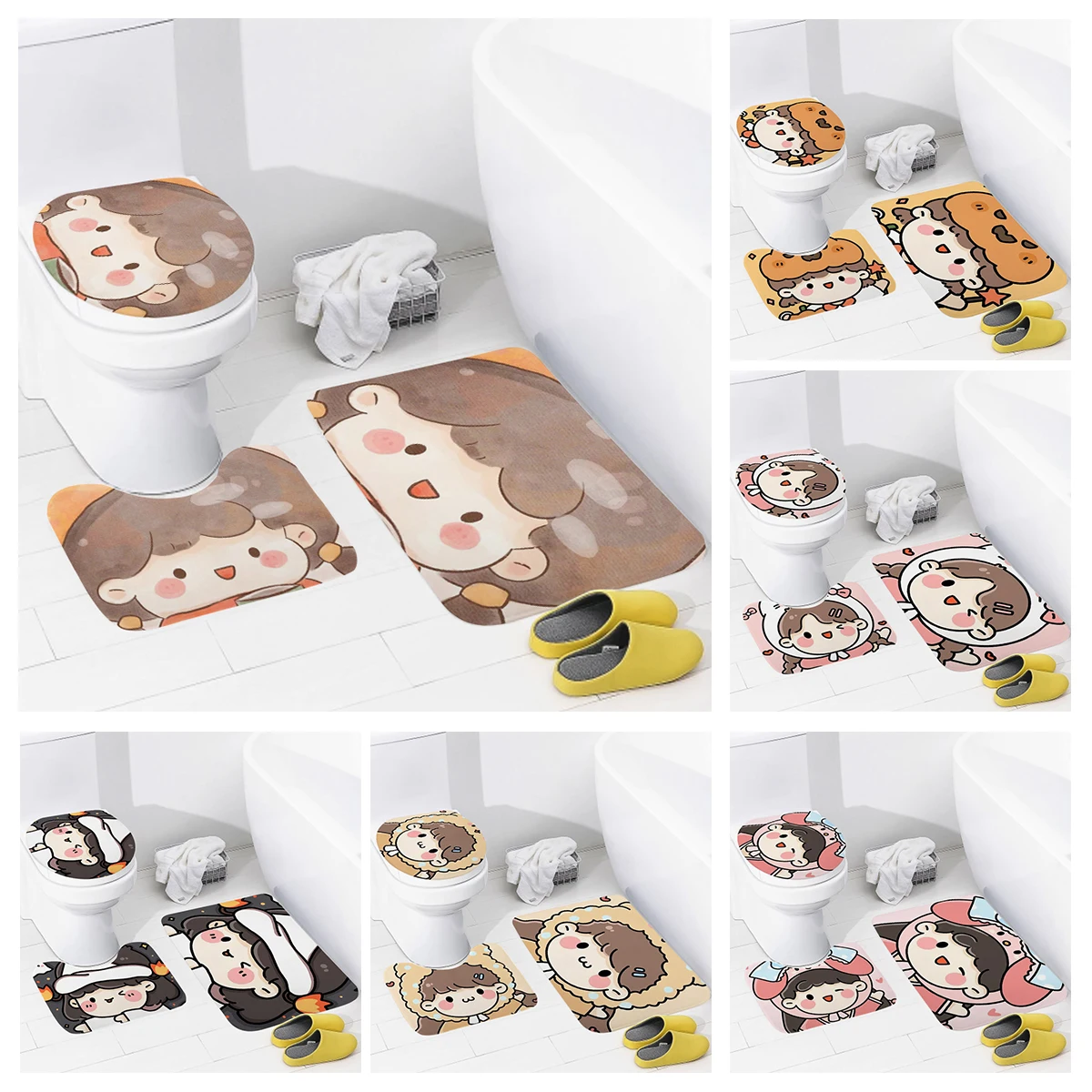 home bathroom floor mats Anime animal style Bath Foot mat modern bathroom accessories rug Toilet mat Bathtub anti-slip carpet