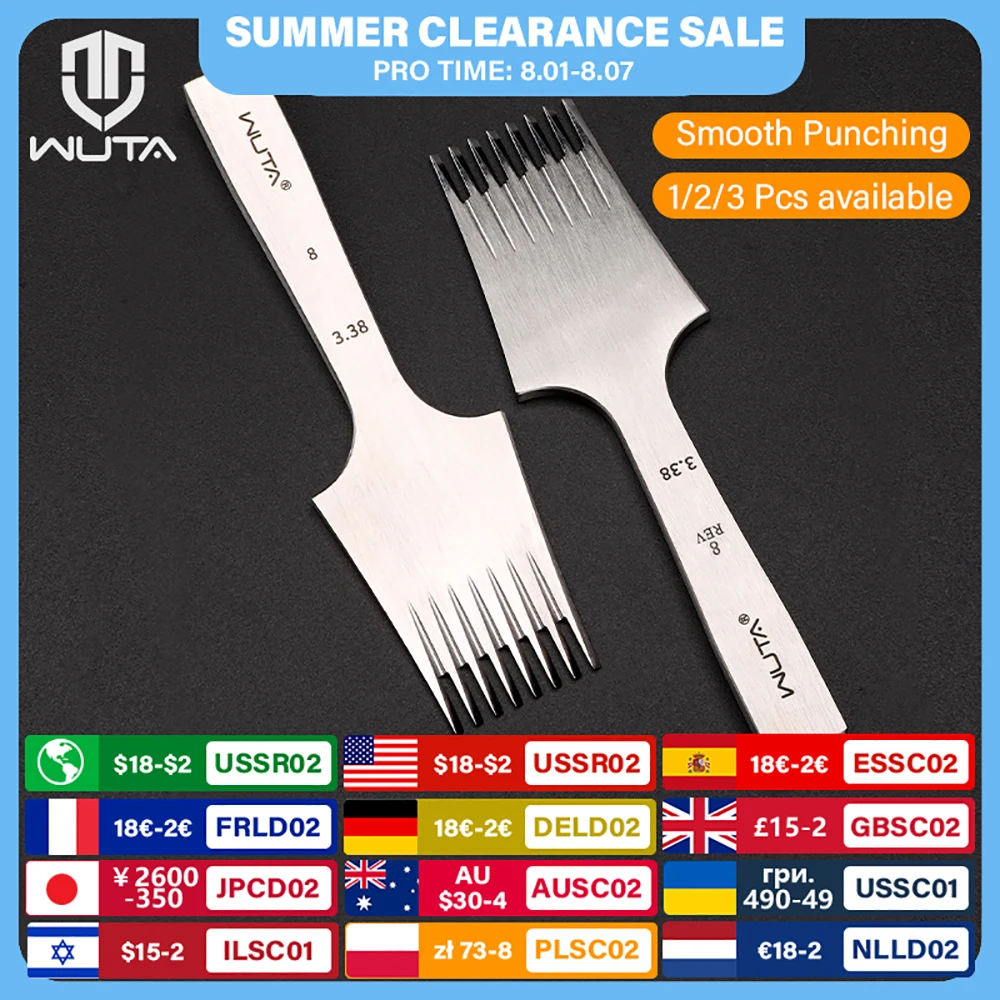 WUTA 1pc High Quality Sharp Leather Chisel French Style Pricking Iron Die-steel Leather Punching Tool Polish-2.7/3.0/3.38/3.85mm