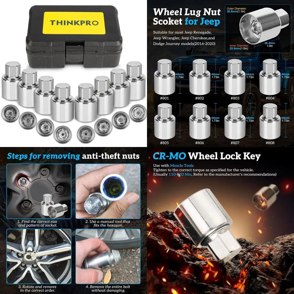 

Ключ гайки с проушинами, совместимый с гаайками с проушинами Jeep, ключом для стопорной гайки колеса для Jeep Renegade, Wrangler, Cherokee и Dodge Jouney 2016-2020,