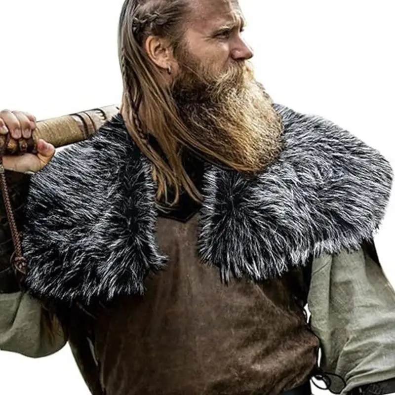 39BD Renaissances Cosplay Kostuum Middeleeuwse namaakbont Mantel Schouderomslag Dames Heren