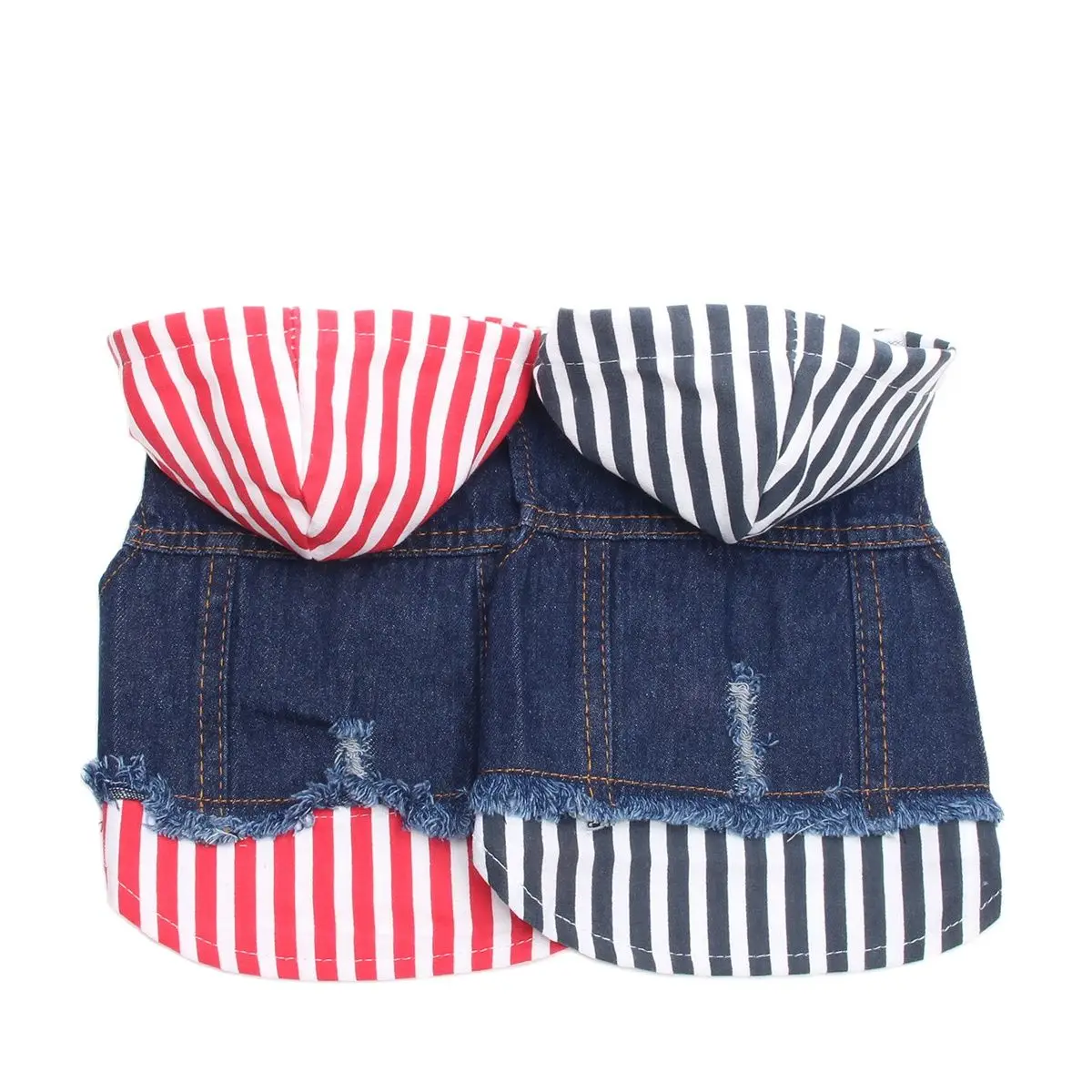 Dogs Cats Jacket  Denim Vest with Striped Hat Jeans Pet Puppy Spring/Autumn Clothes Apparel