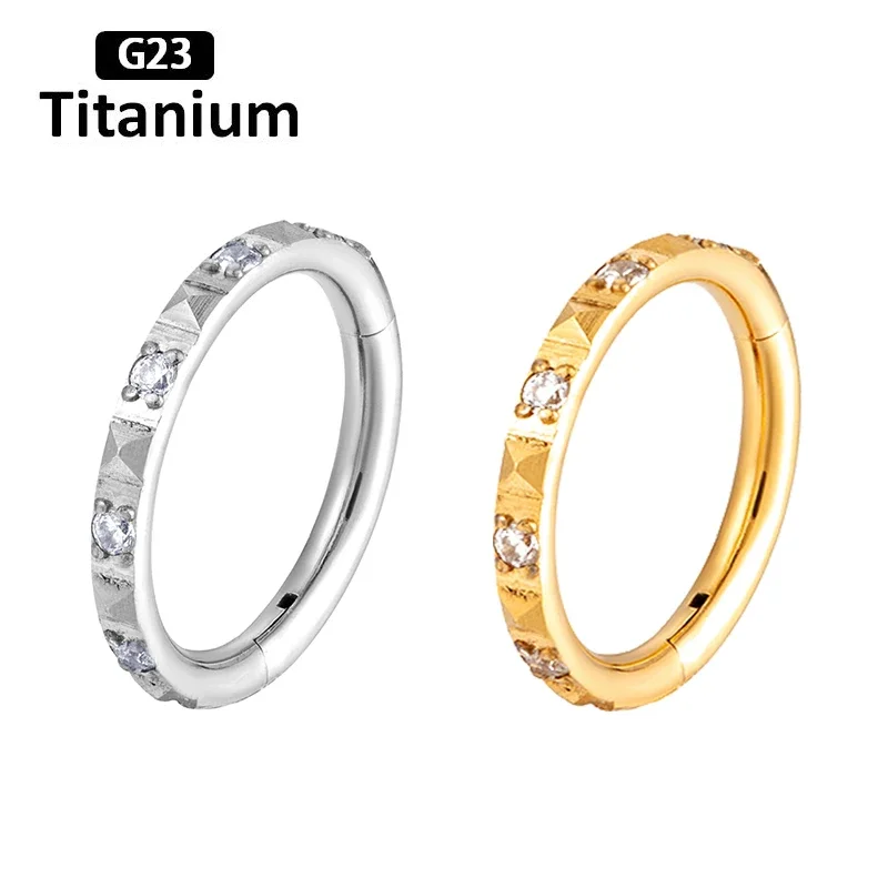 

G23 Titanium High qualit Septum Clicker Nose Ring Zircon open Stack Conch Daith Piercing Jewelry Cartilage Helix earrings women