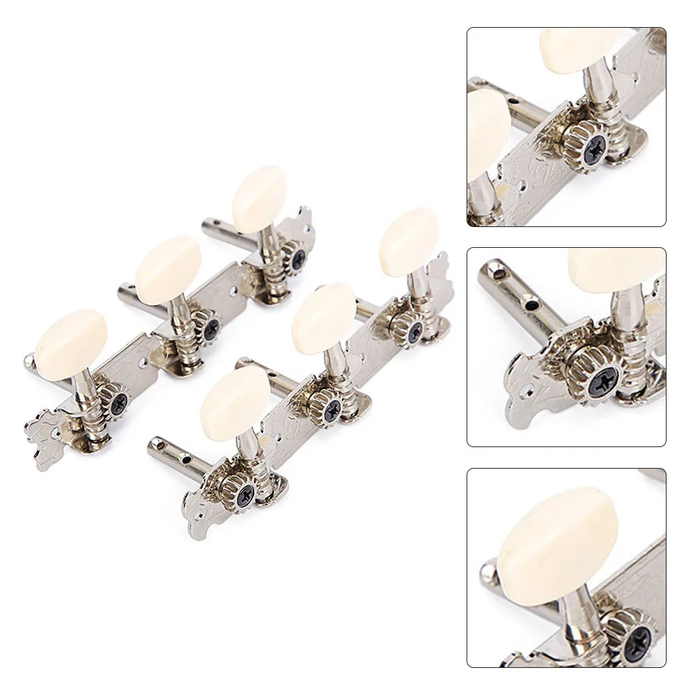 6Pcs Guitar Picks Holder Finger Cover Acoustic/Folk Guitar Tuning Pegs Tuners Machine Heads Chrome Part 3R+3L Machine Heads