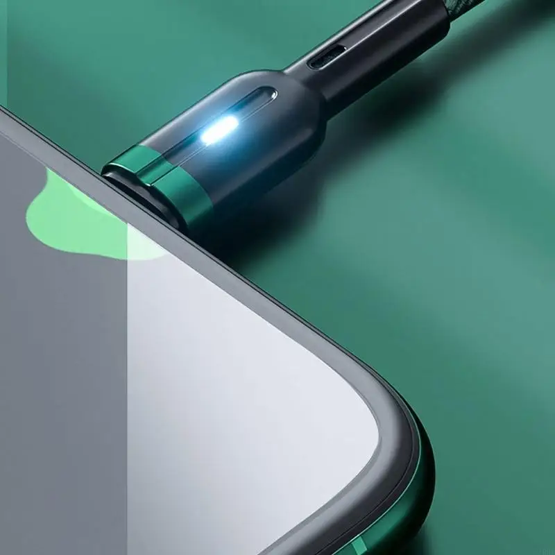 Braided USB To Type C Cable Builts In Light And Overcharge Protections