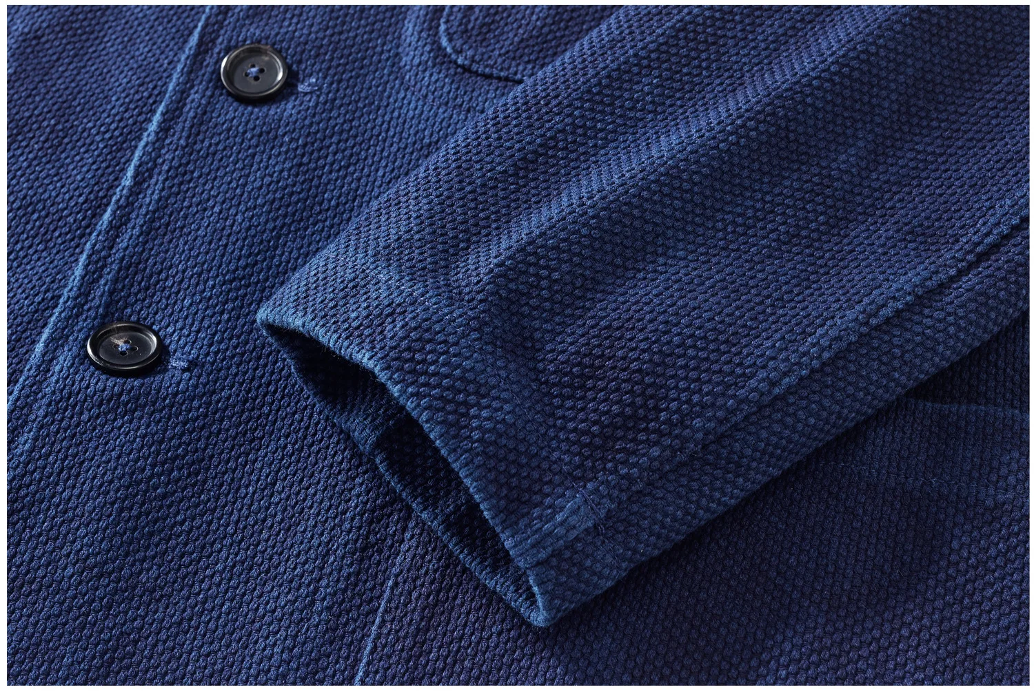 黄氏織物の藍染めスーツジャケット、ヘビーウェイト刺繍入りカジュアル和風レトロウォッシュドアウターウェア（メンズ）