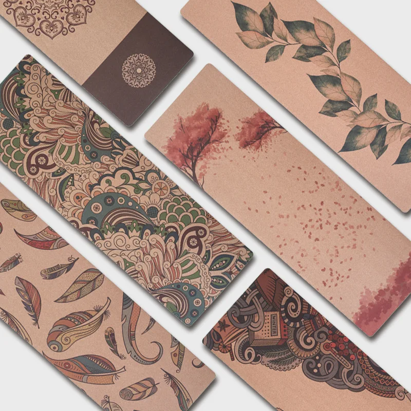5mm printed cork yoga mat, natural rubber non-slip shock-absorbing exercise mat