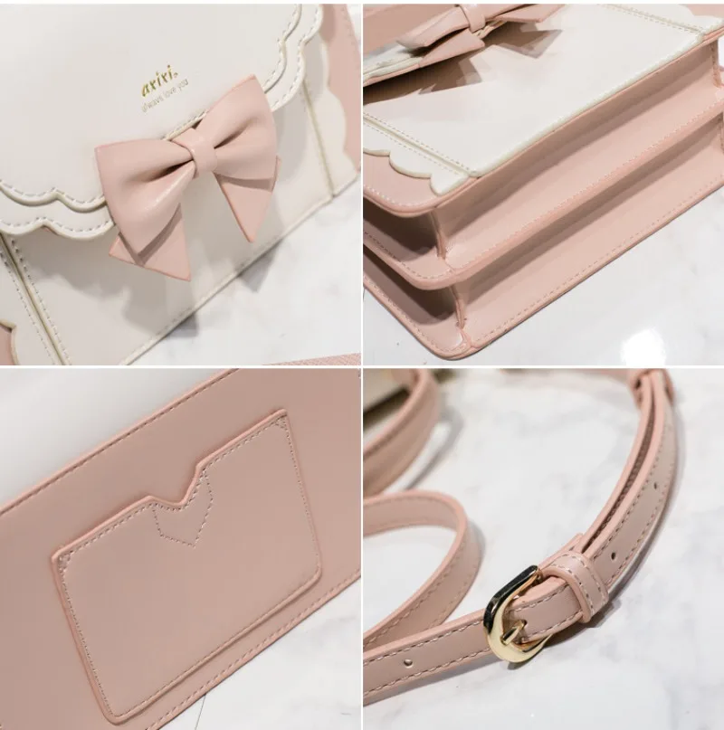 Sweet Bow Lolita Crossbody Bag Teenage Girls Elegant PU Jk Bag Simple All Match Aesthetic Uniform Handbag Women сумка 2024