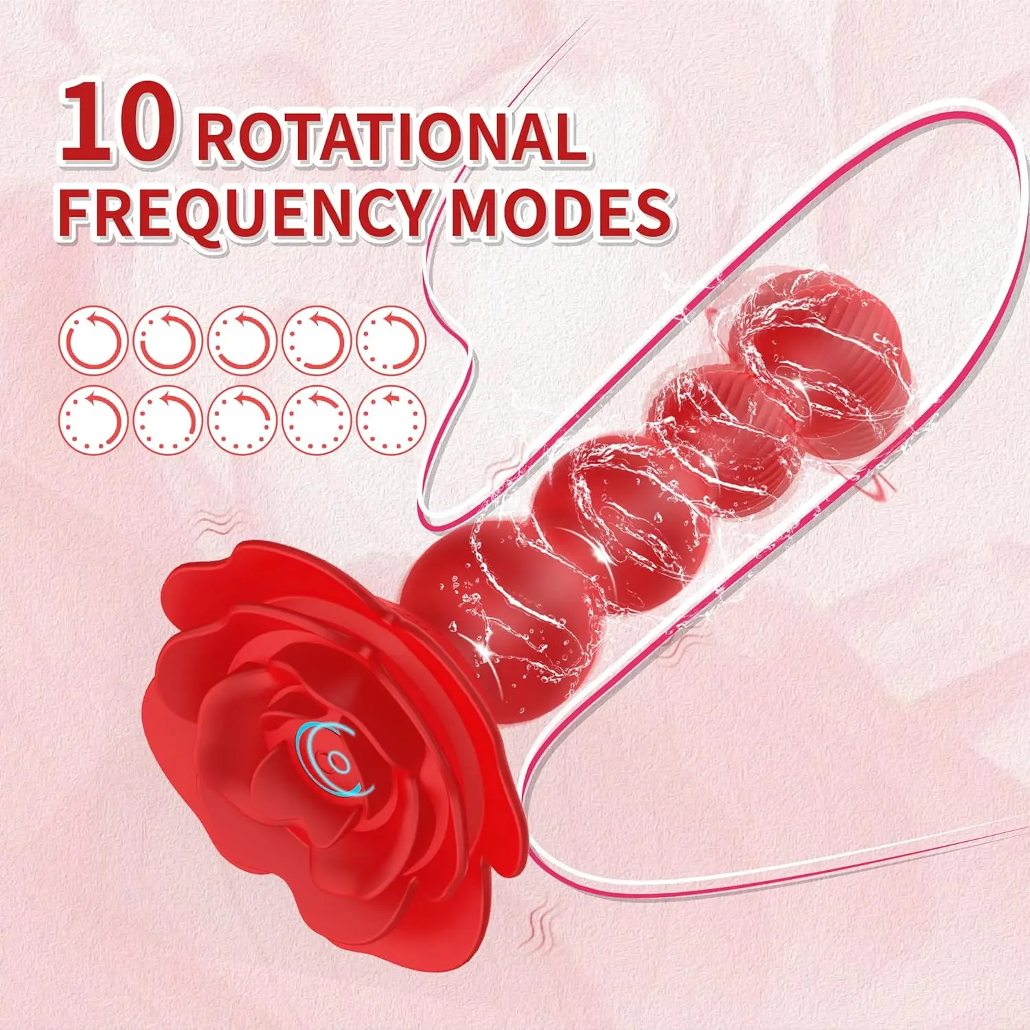 360 Rotation Anal Beads Butt Plug Vibrator with 10 Rotating&Vibrating Mode Prostate Massager Rose Shape Anus Sex Toys for Couple