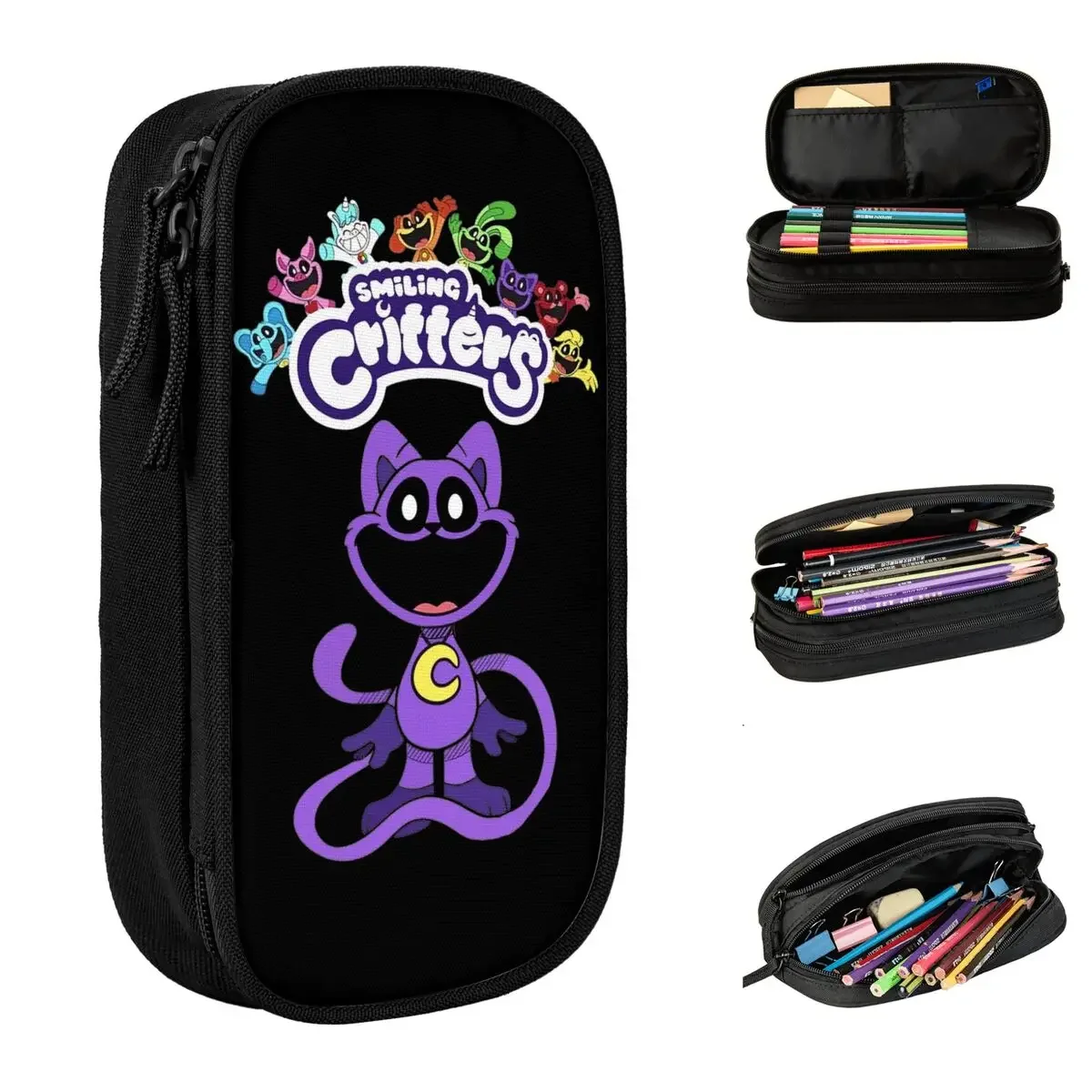 CatNap Smiling Critters Pencil Case Cute Funny Character Pen Holder Bags Student Big Capacity School Supplies Gifts Pencilcases