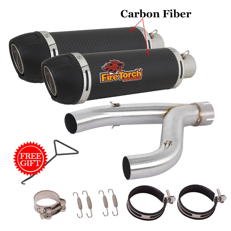 Motorcycle Exhaust Escape Carbon Fiber Middle Link Pipe DB Killer Muffler Slip On For Aprilia Shiver 900 Shiver900 2017 - 2021 3