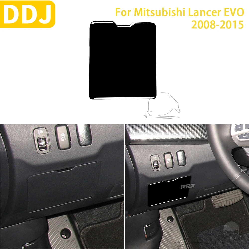 

For Mitsubishi Lancer EVO X MR 2008-2015 Car Accessories Plastic Piano Black Interior Driver Storage Box Trim Sticker