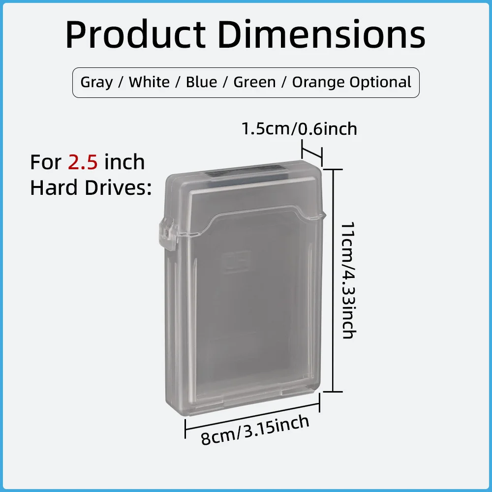 2.5 Inch Hard Drive Storage Case for SATA HDD SSD, Shockproof Dustproof Box Colorful Hard Disk Storage Organizer Easy to Use