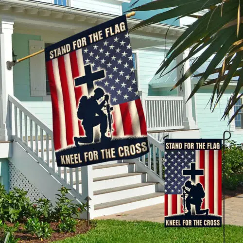 Stand For The Flag Kneel For The Cross Veteran Flag Garden Flag - House Flag